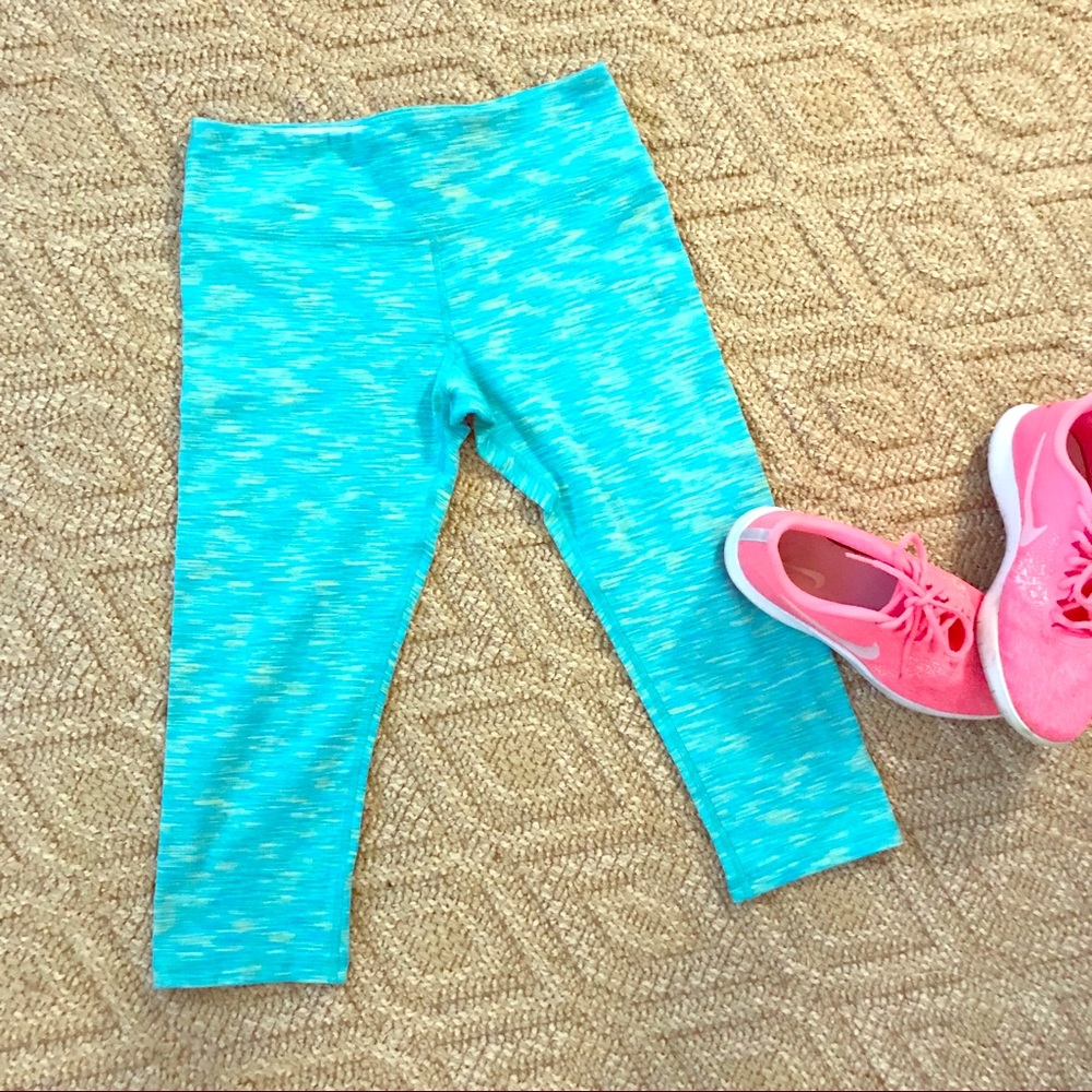 Green Blue and Yellow print Yoga pants!